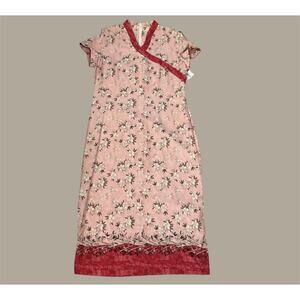 Vintage IOLANI Hawaiian Aloha Dress Floral Pink Maxi Large New Boho